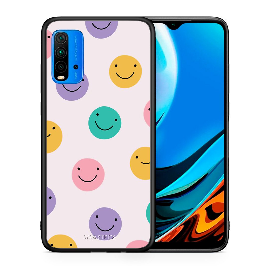 Θήκη Xiaomi Poco M3 Smiley Faces από τη Smartfits με σχέδιο στο πίσω μέρος και μαύρο περίβλημα | Xiaomi Poco M3 Smiley Faces case with colorful back and black bezels