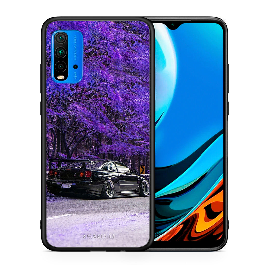 Θήκη Αγίου Βαλεντίνου Xiaomi Redmi 9T Super Car από τη Smartfits με σχέδιο στο πίσω μέρος και μαύρο περίβλημα | Xiaomi Redmi 9T Super Car case with colorful back and black bezels