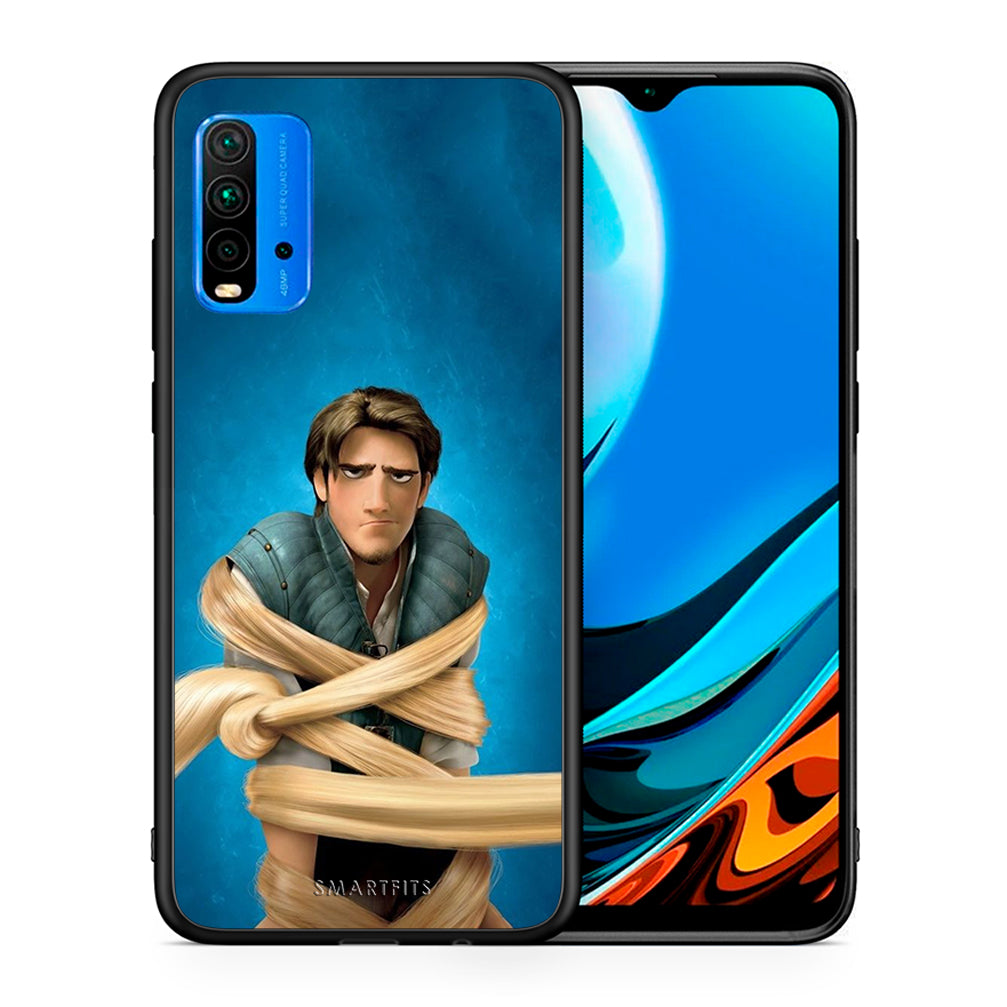 Θήκη Αγίου Βαλεντίνου Xiaomi Redmi 9T Tangled 1 από τη Smartfits με σχέδιο στο πίσω μέρος και μαύρο περίβλημα | Xiaomi Redmi 9T Tangled 1 case with colorful back and black bezels