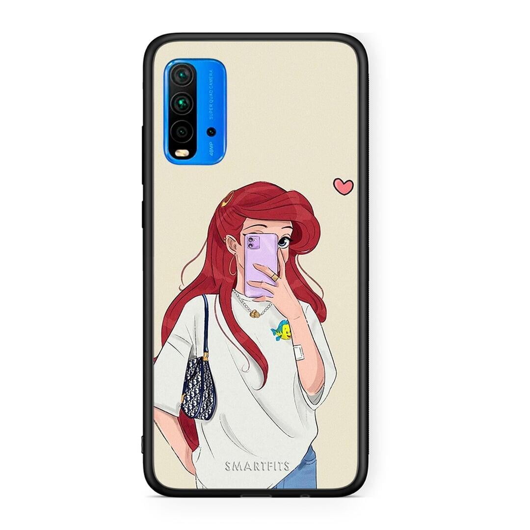 Xiaomi Redmi 9T Walking Mermaid Θήκη από τη Smartfits με σχέδιο στο πίσω μέρος και μαύρο περίβλημα | Smartphone case with colorful back and black bezels by Smartfits