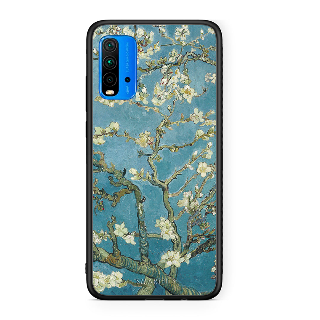 Xiaomi Redmi 9T White Blossoms θήκη από τη Smartfits με σχέδιο στο πίσω μέρος και μαύρο περίβλημα | Smartphone case with colorful back and black bezels by Smartfits