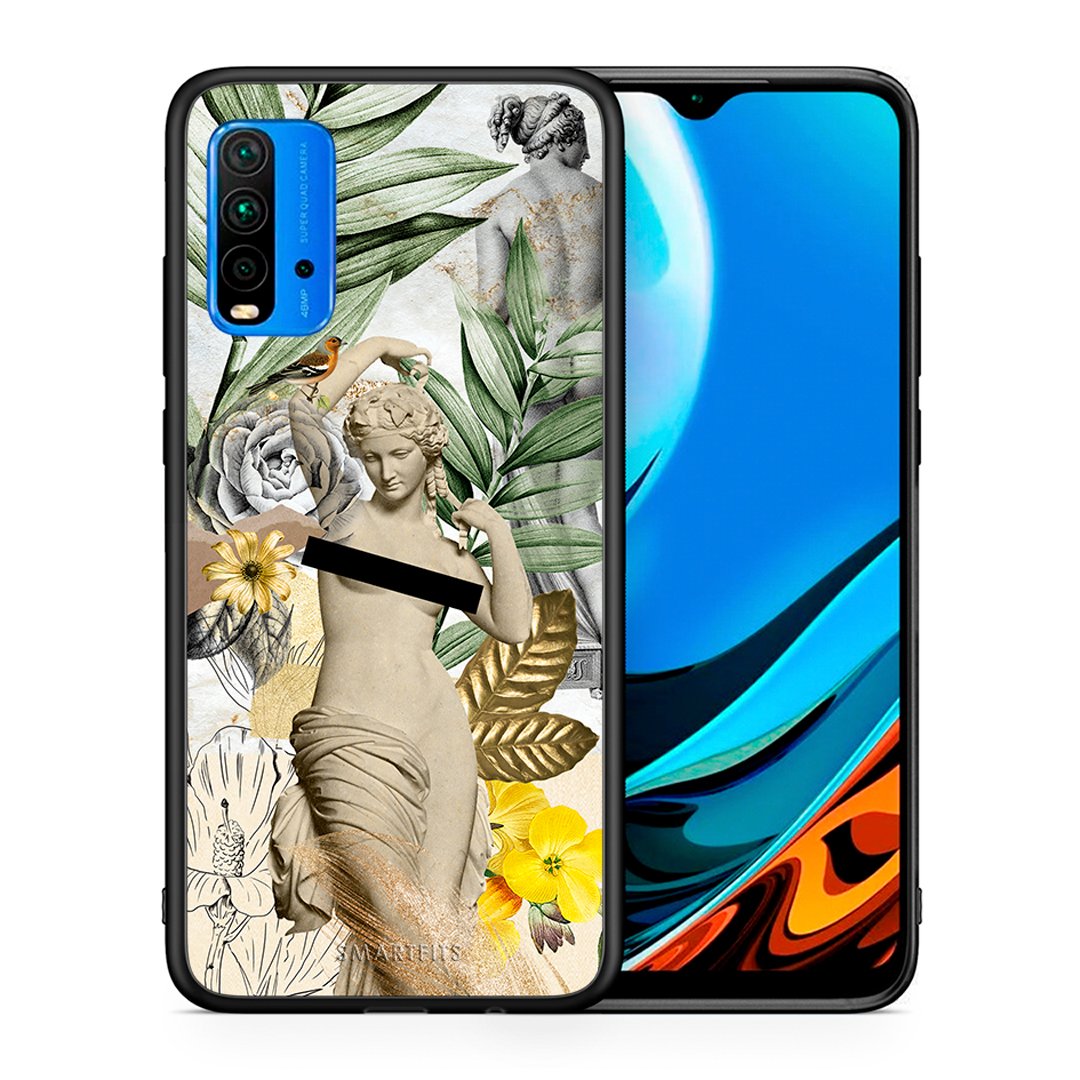 Θήκη Xiaomi Poco M3 Woman Statue από τη Smartfits με σχέδιο στο πίσω μέρος και μαύρο περίβλημα | Xiaomi Poco M3 Woman Statue case with colorful back and black bezels