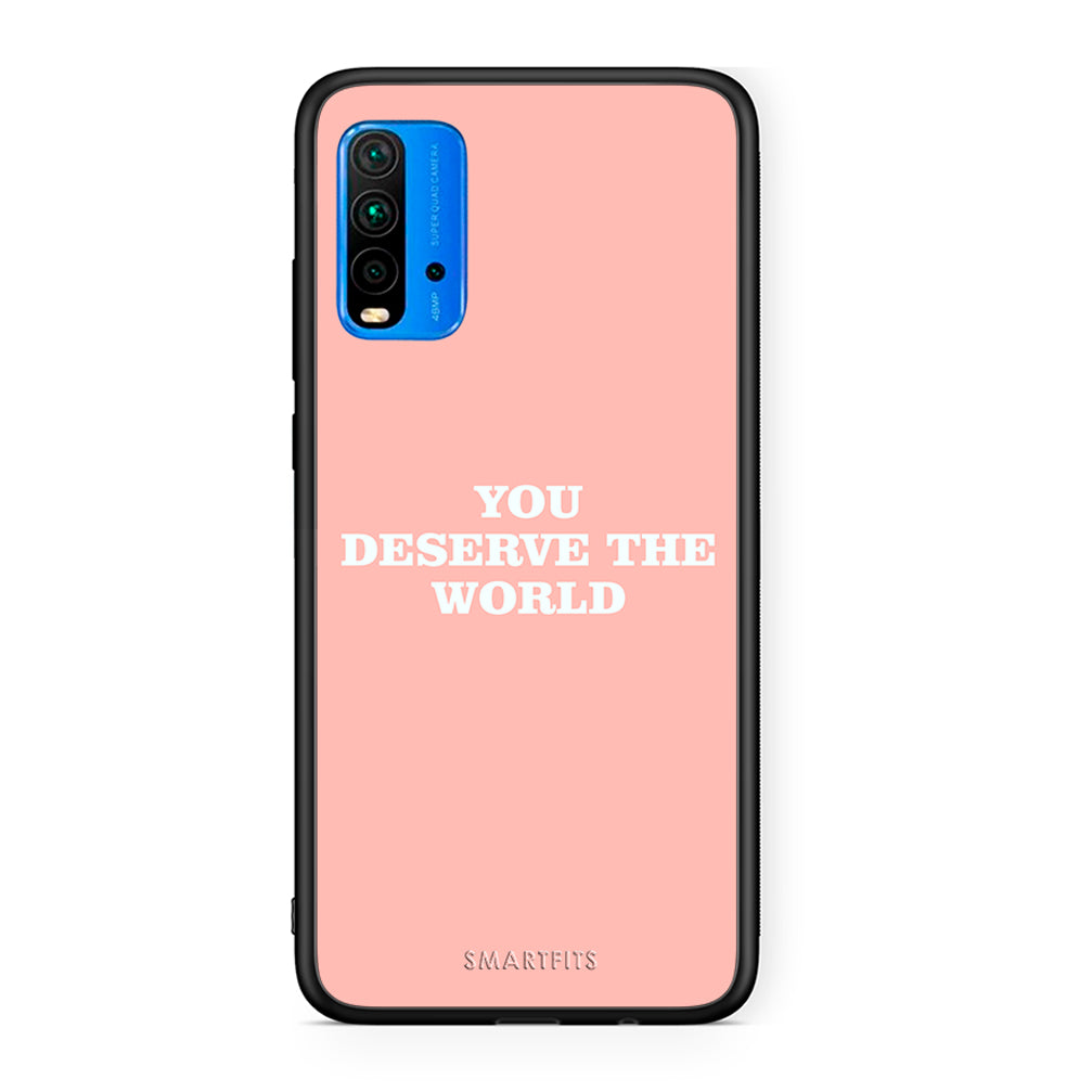 Xiaomi Redmi 9T You Deserve The World Θήκη Αγίου Βαλεντίνου από τη Smartfits με σχέδιο στο πίσω μέρος και μαύρο περίβλημα | Smartphone case with colorful back and black bezels by Smartfits