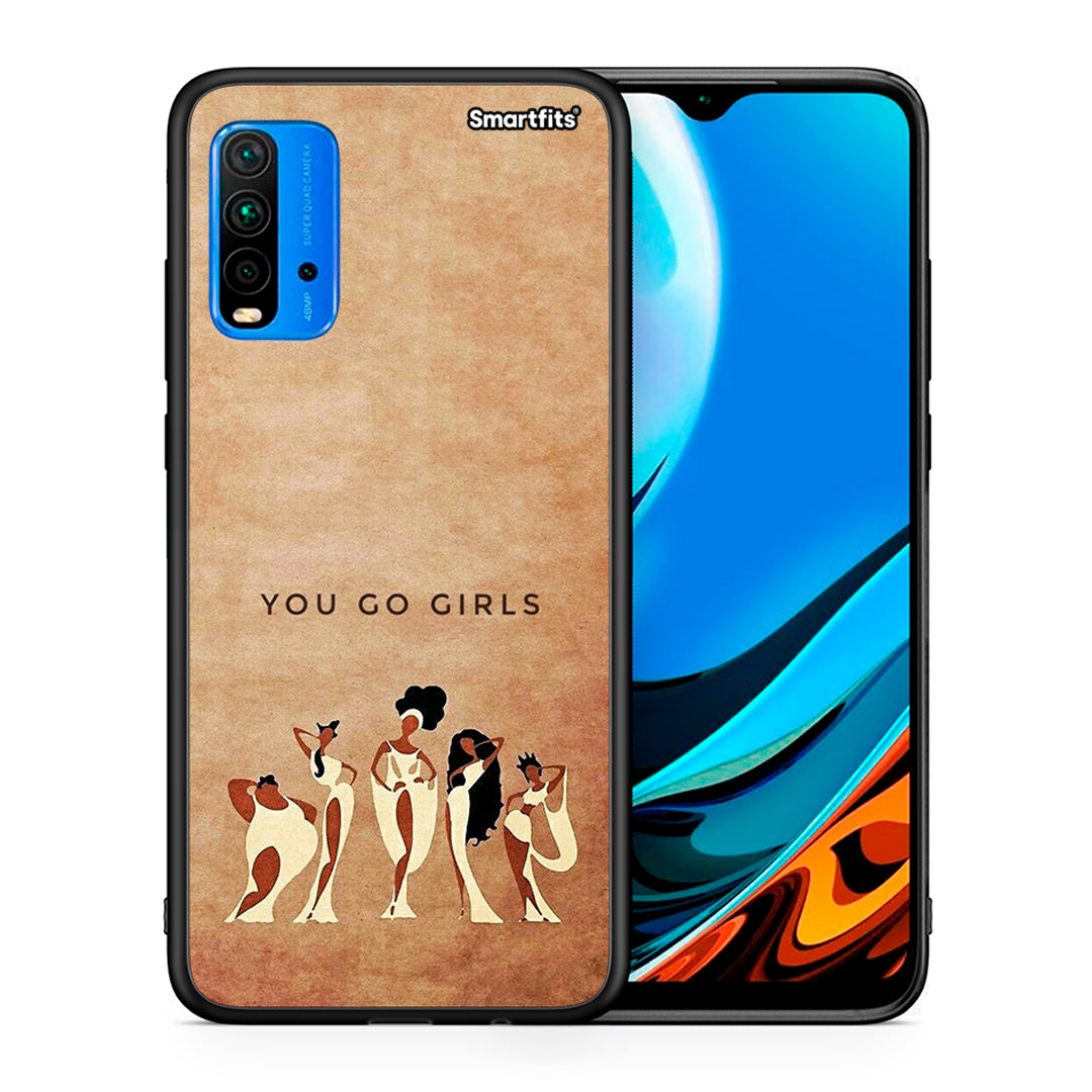 Θήκη Xiaomi Redmi 9T You Go Girl από τη Smartfits με σχέδιο στο πίσω μέρος και μαύρο περίβλημα | Xiaomi Redmi 9T You Go Girl case with colorful back and black bezels