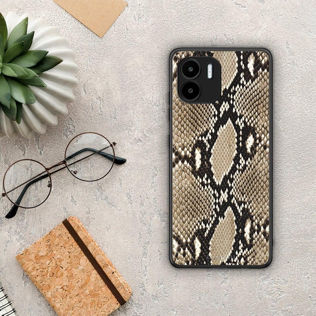 Θήκη Xiaomi Redmi A1 / A2 Animal Fashion Snake από τη Smartfits με σχέδιο στο πίσω μέρος και μαύρο περίβλημα | Xiaomi Redmi A1 / A2 Animal Fashion Snake Case with Colorful Back and Black Bezels