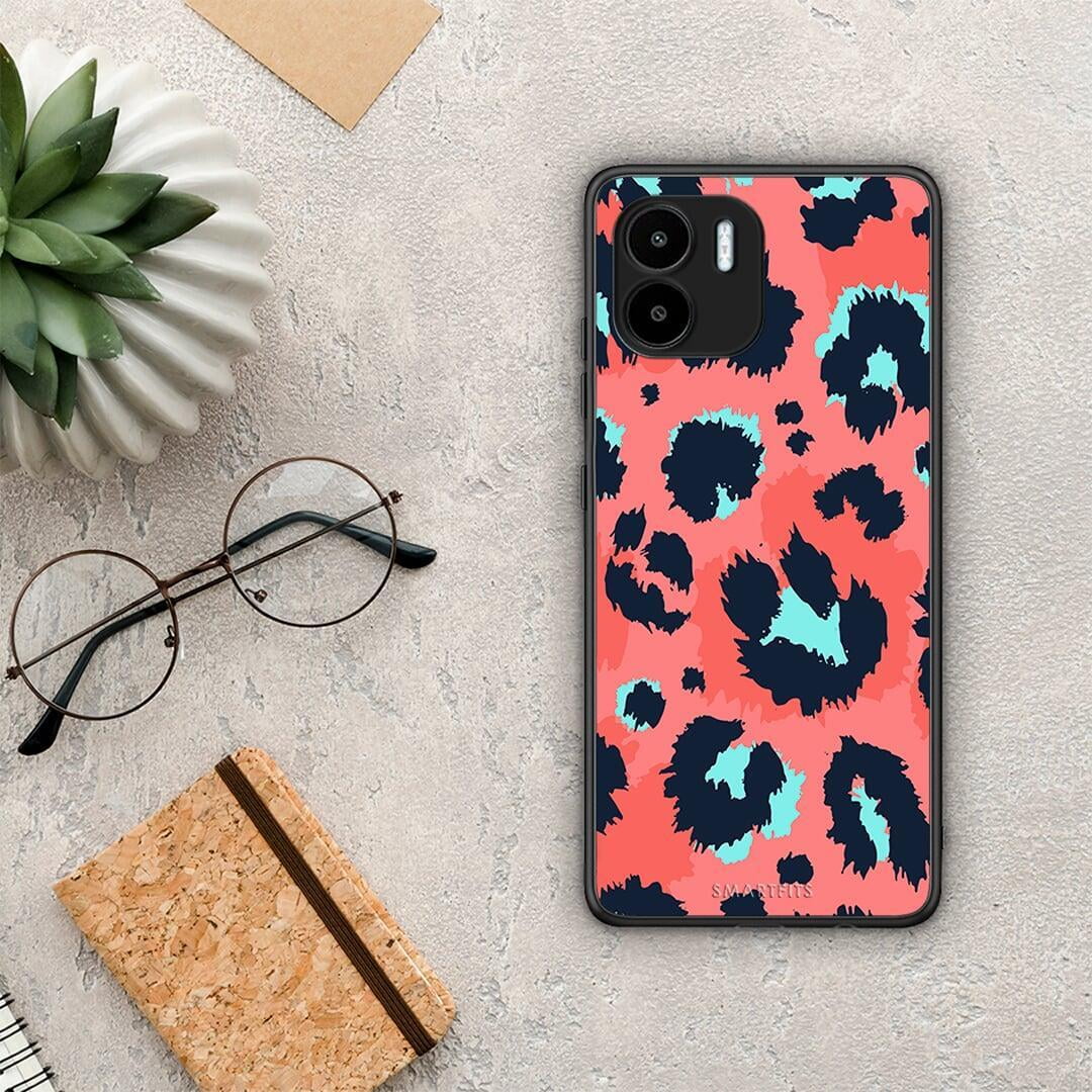 Θήκη Xiaomi Redmi A1 / A2 Animal Pink Leopard από τη Smartfits με σχέδιο στο πίσω μέρος και μαύρο περίβλημα | Xiaomi Redmi A1 / A2 Animal Pink Leopard Case with Colorful Back and Black Bezels