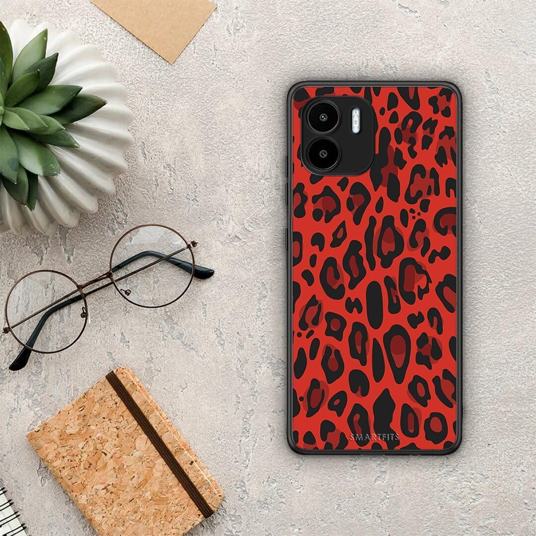 Θήκη Xiaomi Redmi A1 / A2 Animal Red Leopard από τη Smartfits με σχέδιο στο πίσω μέρος και μαύρο περίβλημα | Xiaomi Redmi A1 / A2 Animal Red Leopard Case with Colorful Back and Black Bezels