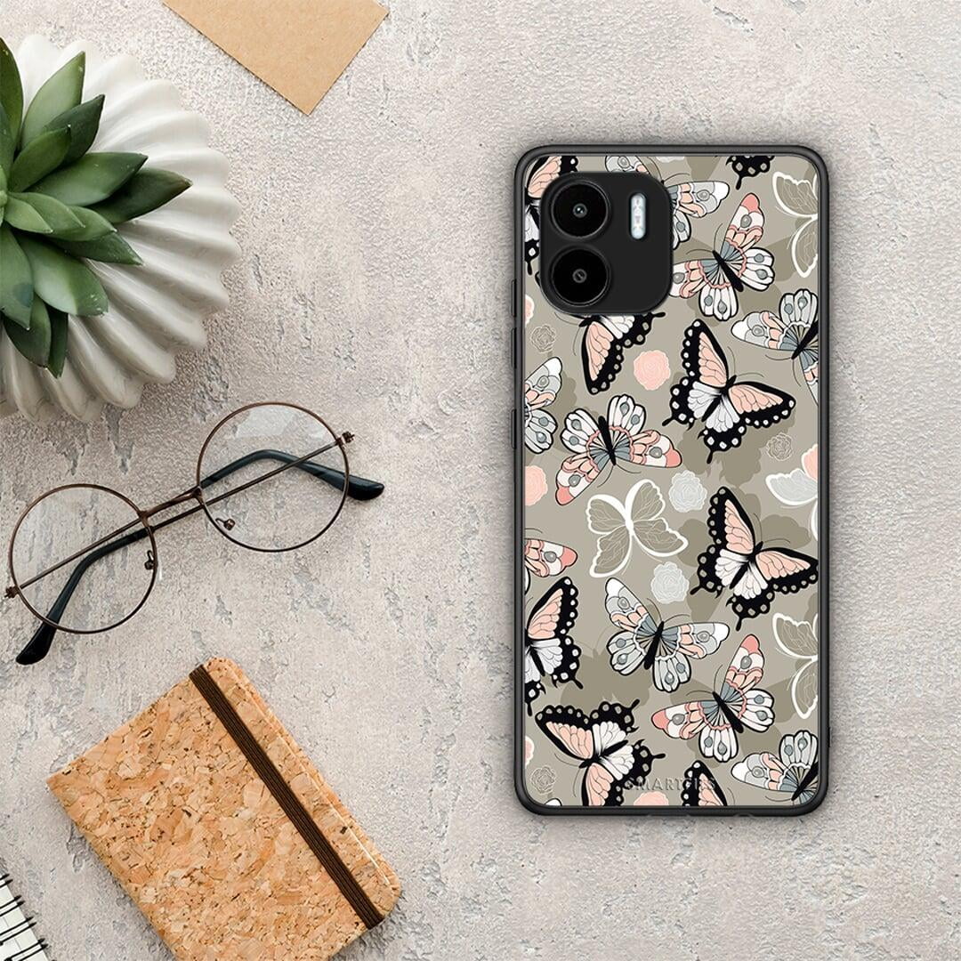 Θήκη Xiaomi Redmi A1 / A2 Boho Butterflies από τη Smartfits με σχέδιο στο πίσω μέρος και μαύρο περίβλημα | Xiaomi Redmi A1 / A2 Boho Butterflies Case with Colorful Back and Black Bezels