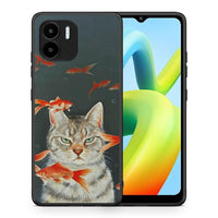 Thumbnail for Θήκη Xiaomi Redmi A1 / A2 Cat Goldfish από τη Smartfits με σχέδιο στο πίσω μέρος και μαύρο περίβλημα | Xiaomi Redmi A1 / A2 Cat Goldfish Case with Colorful Back and Black Bezels