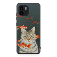 Thumbnail for Θήκη Xiaomi Redmi A1 / A2 Cat Goldfish από τη Smartfits με σχέδιο στο πίσω μέρος και μαύρο περίβλημα | Xiaomi Redmi A1 / A2 Cat Goldfish Case with Colorful Back and Black Bezels