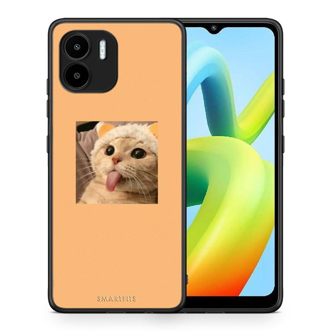 Θήκη Xiaomi Redmi A1 / A2 Cat Tongue από τη Smartfits με σχέδιο στο πίσω μέρος και μαύρο περίβλημα | Xiaomi Redmi A1 / A2 Cat Tongue Case with Colorful Back and Black Bezels