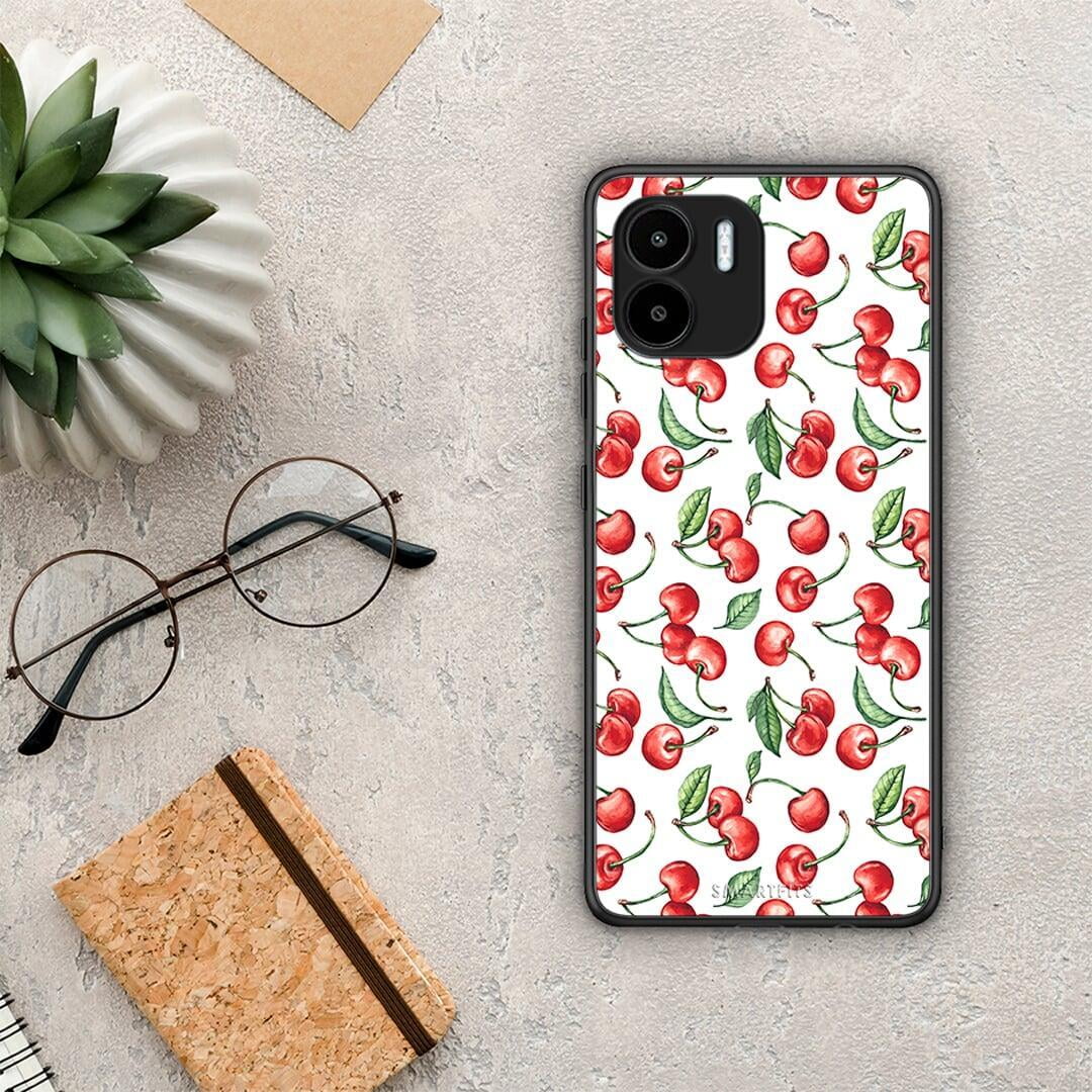 Θήκη Xiaomi Redmi A1 / A2 Cherry Summer από τη Smartfits με σχέδιο στο πίσω μέρος και μαύρο περίβλημα | Xiaomi Redmi A1 / A2 Cherry Summer Case with Colorful Back and Black Bezels