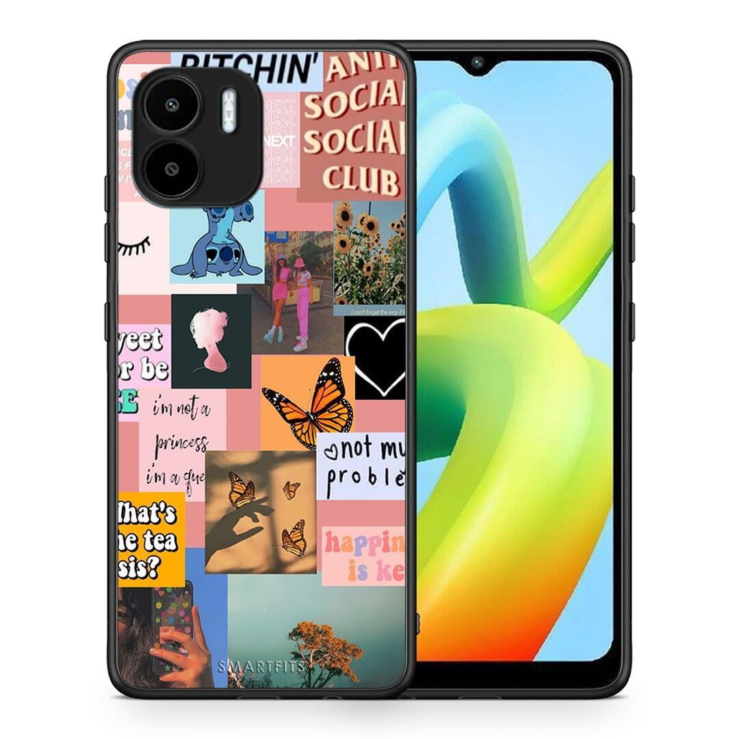 Θήκη Xiaomi Redmi A1 / A2 Collage Bitchin από τη Smartfits με σχέδιο στο πίσω μέρος και μαύρο περίβλημα | Xiaomi Redmi A1 / A2 Collage Bitchin Case with Colorful Back and Black Bezels