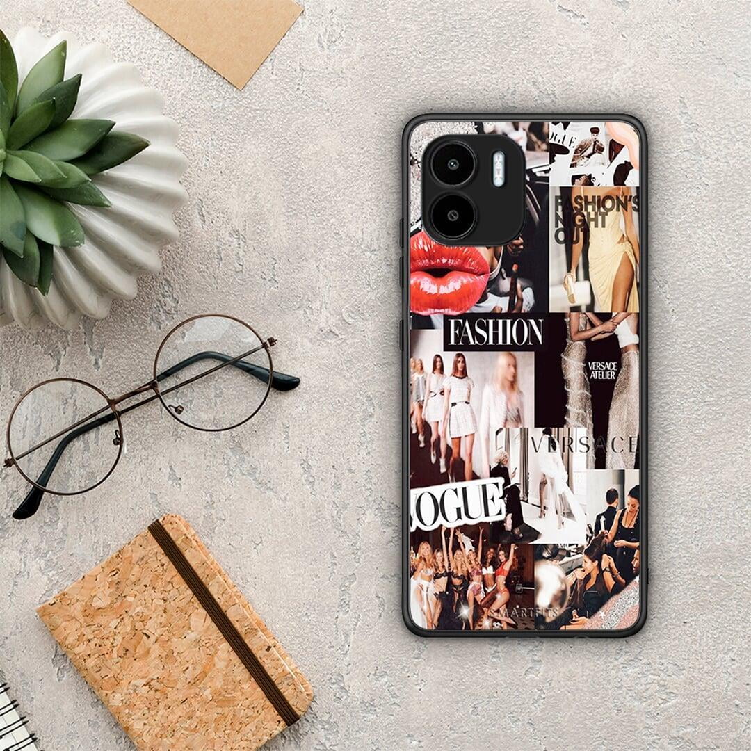 Θήκη Xiaomi Redmi A1 / A2 Collage Fashion από τη Smartfits με σχέδιο στο πίσω μέρος και μαύρο περίβλημα | Xiaomi Redmi A1 / A2 Collage Fashion Case with Colorful Back and Black Bezels