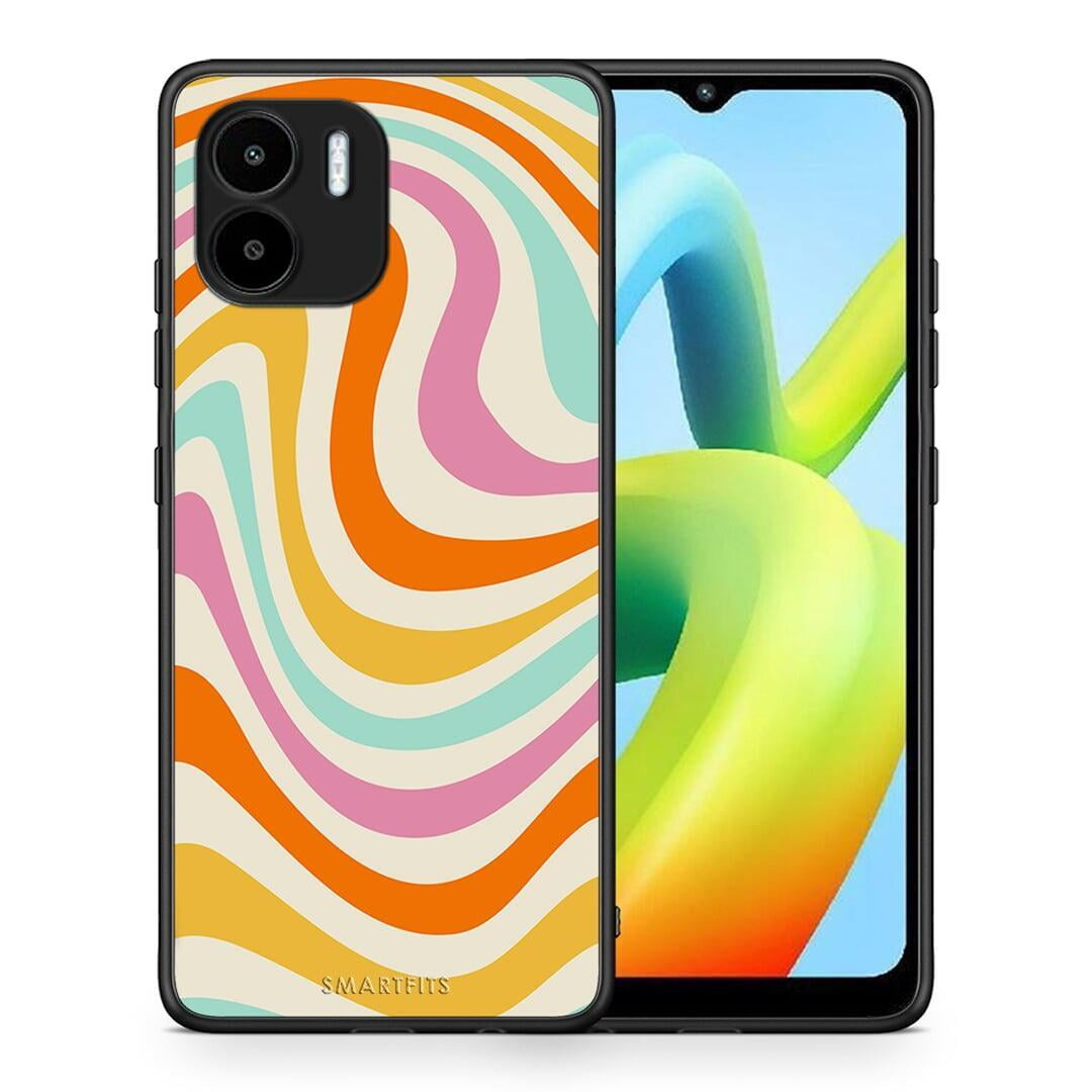 Θήκη Xiaomi Redmi A1 / A2 Colourful Waves από τη Smartfits με σχέδιο στο πίσω μέρος και μαύρο περίβλημα | Xiaomi Redmi A1 / A2 Colourful Waves Case with Colorful Back and Black Bezels