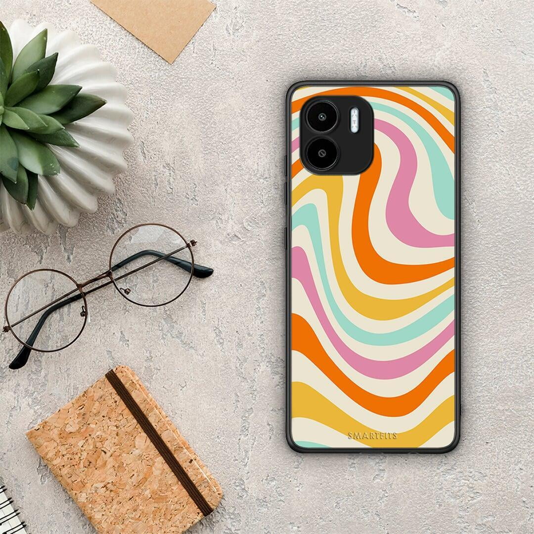 Θήκη Xiaomi Redmi A1 / A2 Colourful Waves από τη Smartfits με σχέδιο στο πίσω μέρος και μαύρο περίβλημα | Xiaomi Redmi A1 / A2 Colourful Waves Case with Colorful Back and Black Bezels