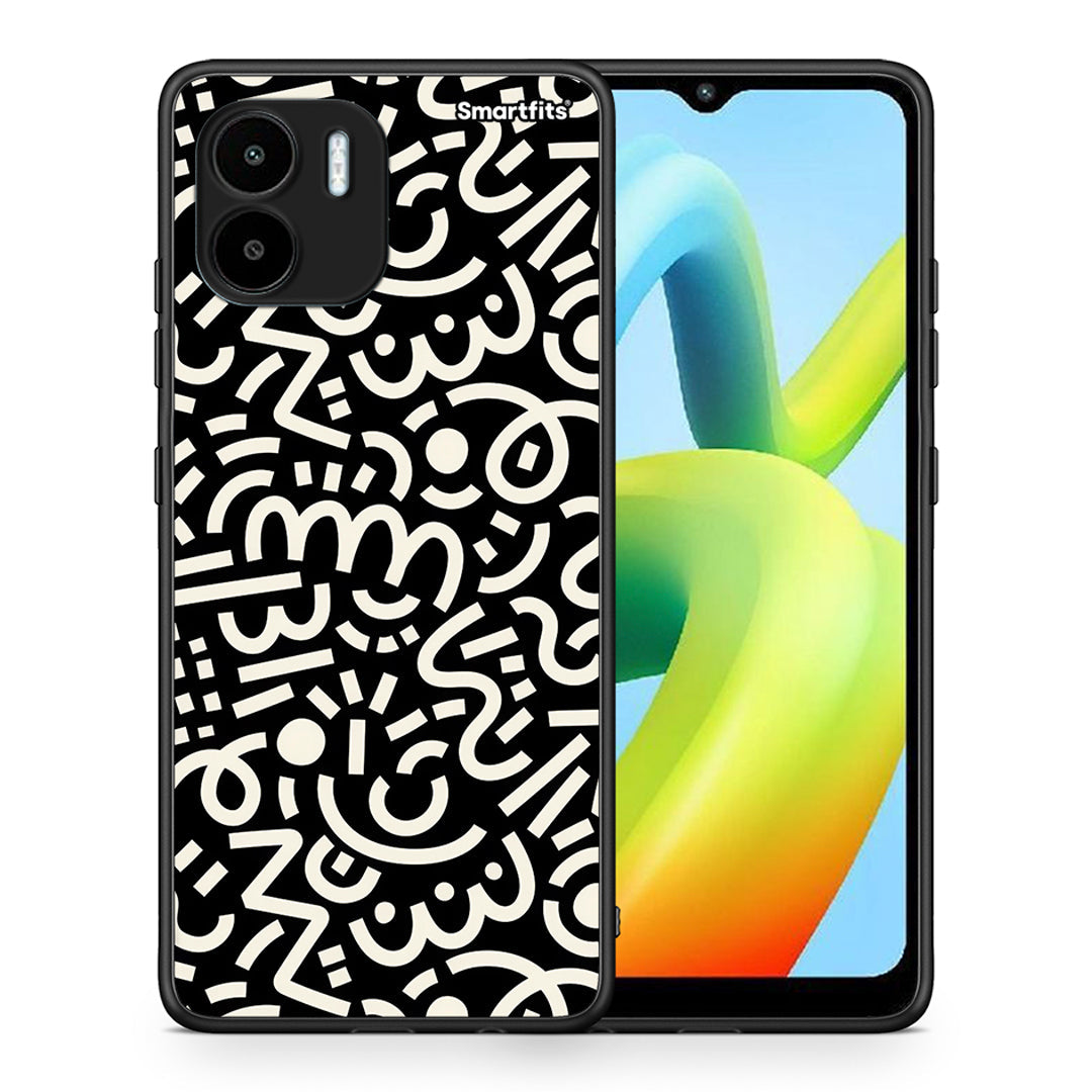 Θήκη Xiaomi Redmi A1 / A2 Doodle Art από τη Smartfits με σχέδιο στο πίσω μέρος και μαύρο περίβλημα | Xiaomi Redmi A1 / A2 Doodle Art Case with Colorful Back and Black Bezels