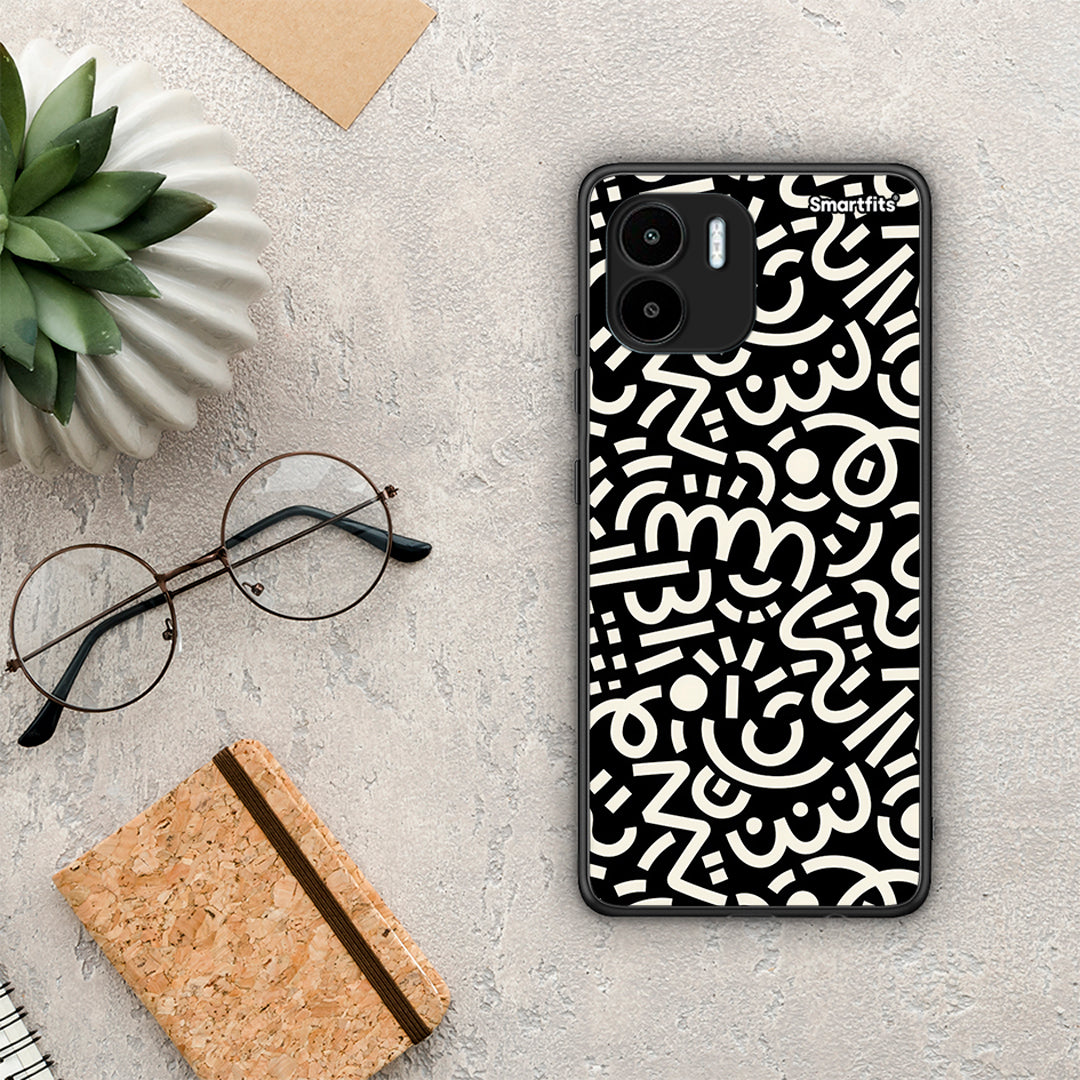 Θήκη Xiaomi Redmi A1 / A2 Doodle Art από τη Smartfits με σχέδιο στο πίσω μέρος και μαύρο περίβλημα | Xiaomi Redmi A1 / A2 Doodle Art Case with Colorful Back and Black Bezels