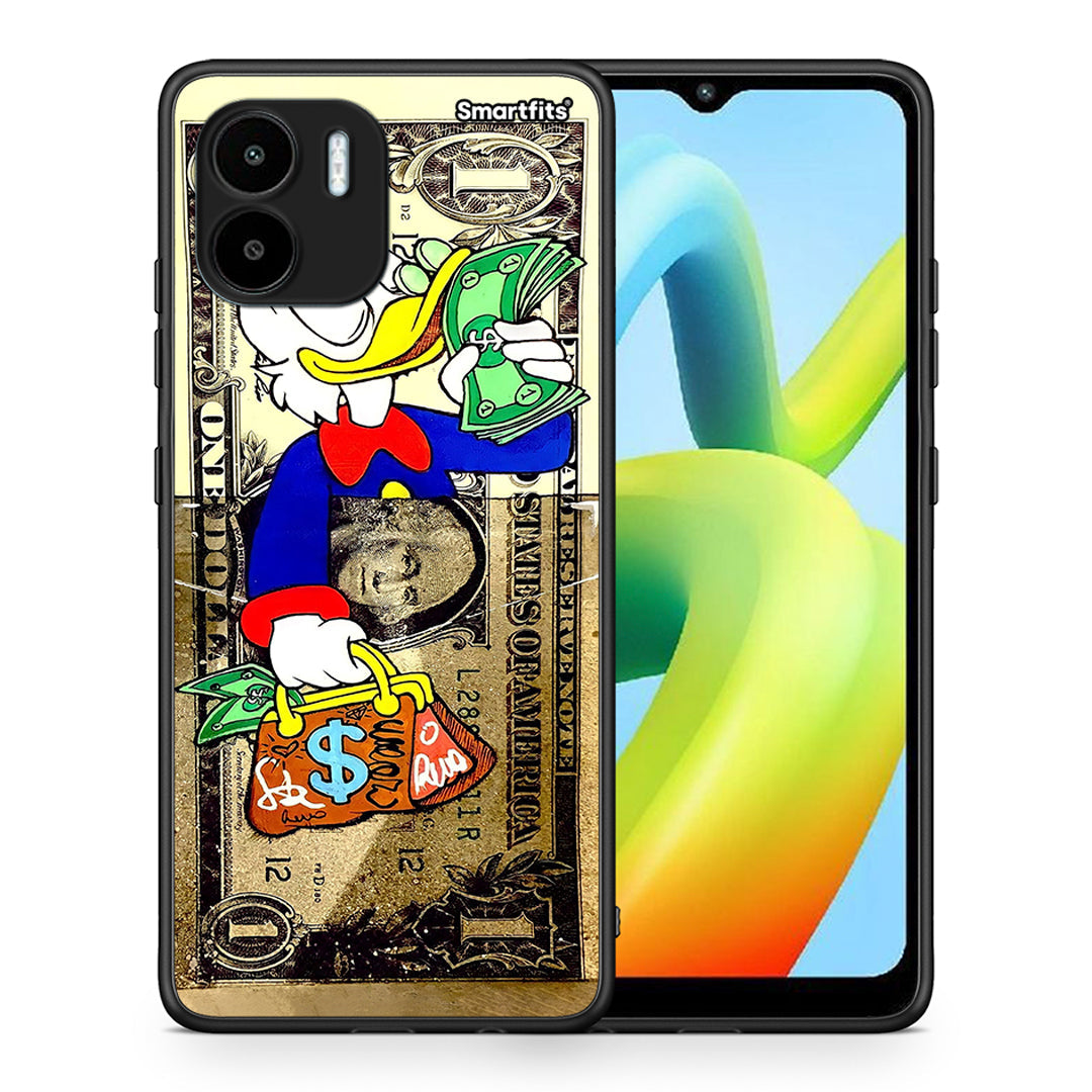 Θήκη Xiaomi Redmi A1 / A2 Duck Money από τη Smartfits με σχέδιο στο πίσω μέρος και μαύρο περίβλημα | Xiaomi Redmi A1 / A2 Duck Money Case with Colorful Back and Black Bezels