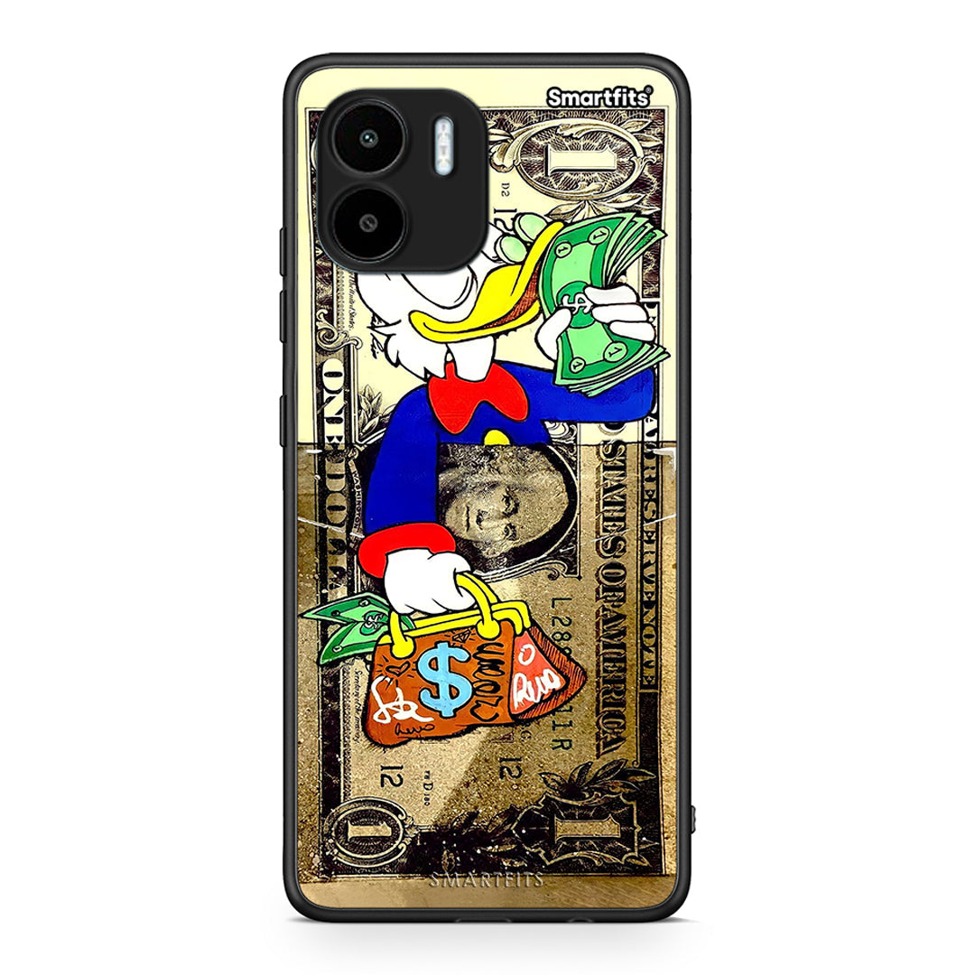 Θήκη Xiaomi Redmi A1 / A2 Duck Money από τη Smartfits με σχέδιο στο πίσω μέρος και μαύρο περίβλημα | Xiaomi Redmi A1 / A2 Duck Money Case with Colorful Back and Black Bezels