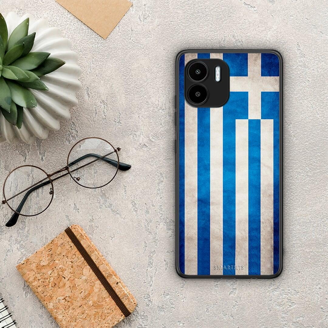 Θήκη Xiaomi Redmi A1 / A2 Flag Greek από τη Smartfits με σχέδιο στο πίσω μέρος και μαύρο περίβλημα | Xiaomi Redmi A1 / A2 Flag Greek Case with Colorful Back and Black Bezels