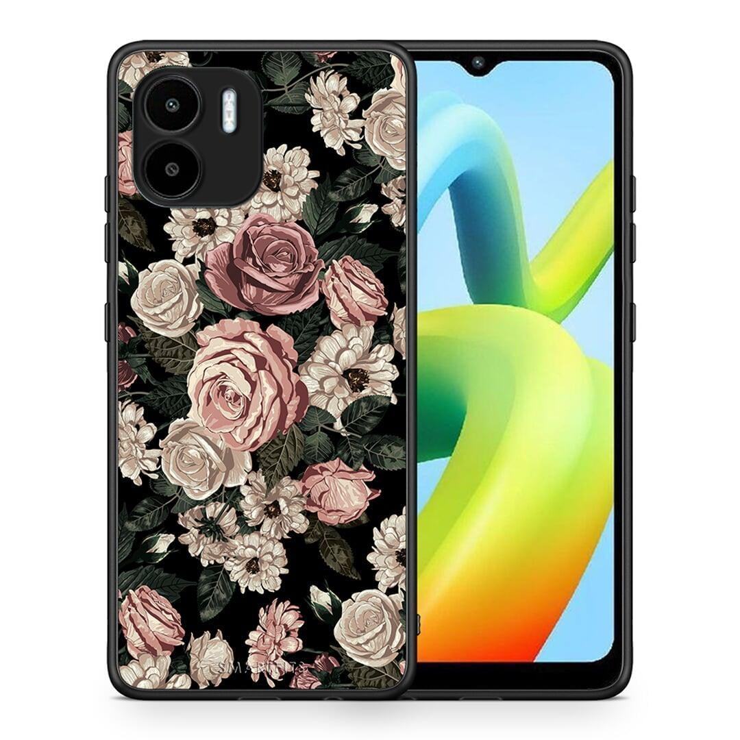 Θήκη Xiaomi Redmi A1 / A2 Flower Wild Roses από τη Smartfits με σχέδιο στο πίσω μέρος και μαύρο περίβλημα | Xiaomi Redmi A1 / A2 Flower Wild Roses Case with Colorful Back and Black Bezels