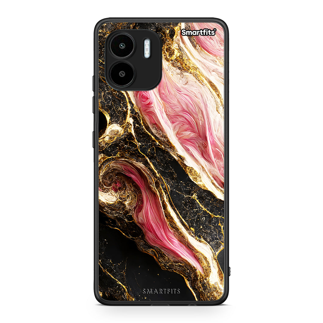 Θήκη Xiaomi Redmi A1 / A2 Glamorous Pink Marble από τη Smartfits με σχέδιο στο πίσω μέρος και μαύρο περίβλημα | Xiaomi Redmi A1 / A2 Glamorous Pink Marble Case with Colorful Back and Black Bezels