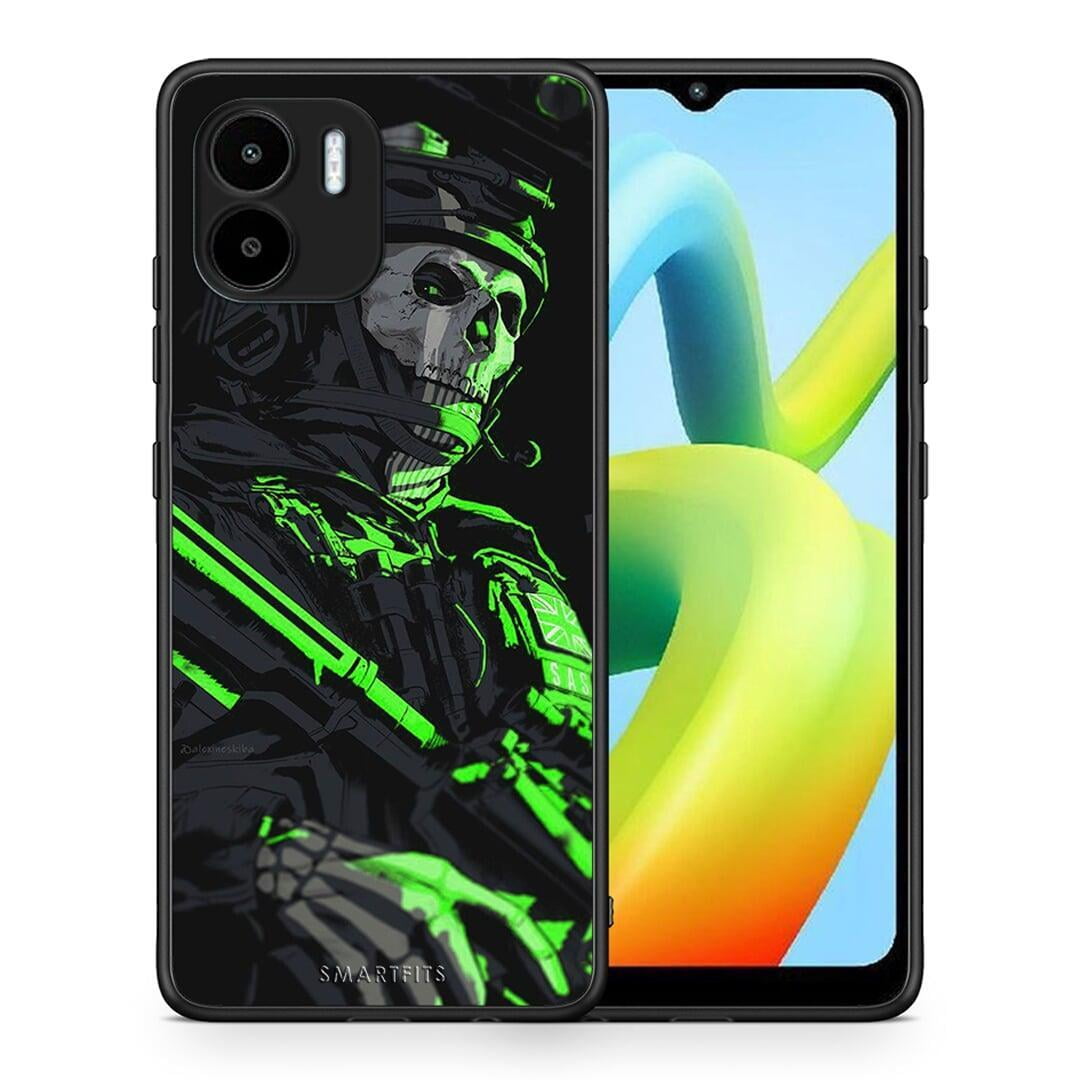 Θήκη Xiaomi Redmi A1 / A2 Green Soldier από τη Smartfits με σχέδιο στο πίσω μέρος και μαύρο περίβλημα | Xiaomi Redmi A1 / A2 Green Soldier Case with Colorful Back and Black Bezels