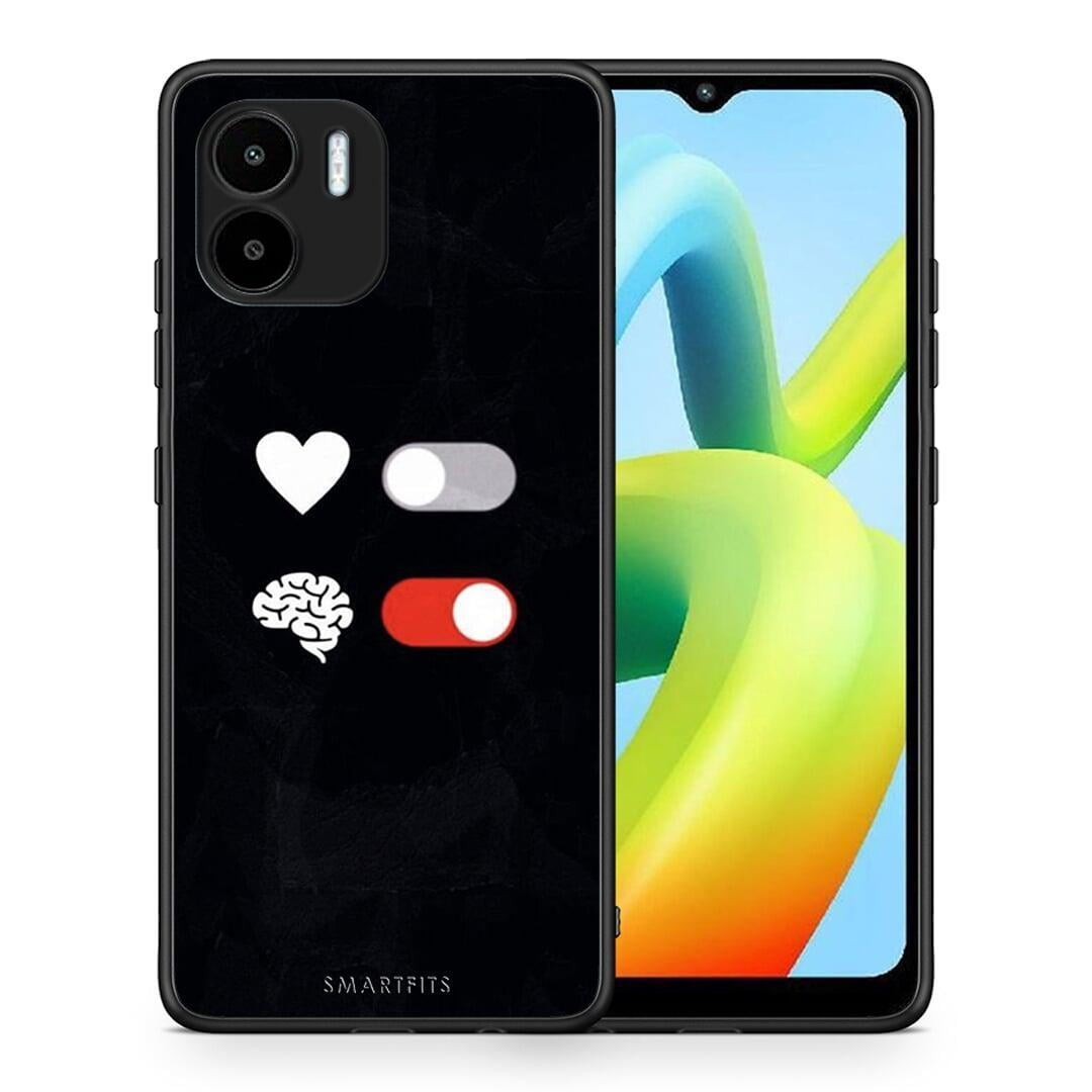 Θήκη Xiaomi Redmi A1 / A2 Heart Vs Brain από τη Smartfits με σχέδιο στο πίσω μέρος και μαύρο περίβλημα | Xiaomi Redmi A1 / A2 Heart Vs Brain Case with Colorful Back and Black Bezels