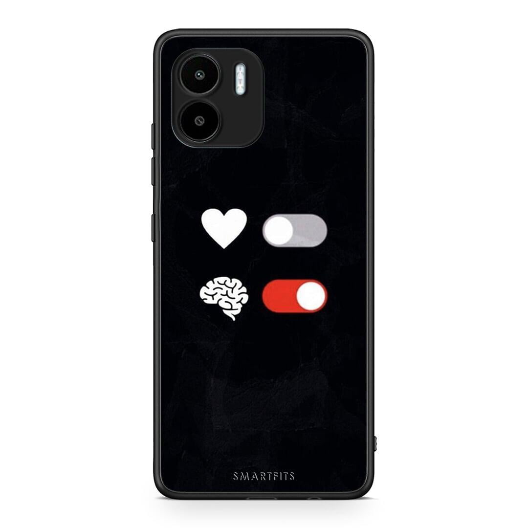 Θήκη Xiaomi Redmi A1 / A2 Heart Vs Brain από τη Smartfits με σχέδιο στο πίσω μέρος και μαύρο περίβλημα | Xiaomi Redmi A1 / A2 Heart Vs Brain Case with Colorful Back and Black Bezels