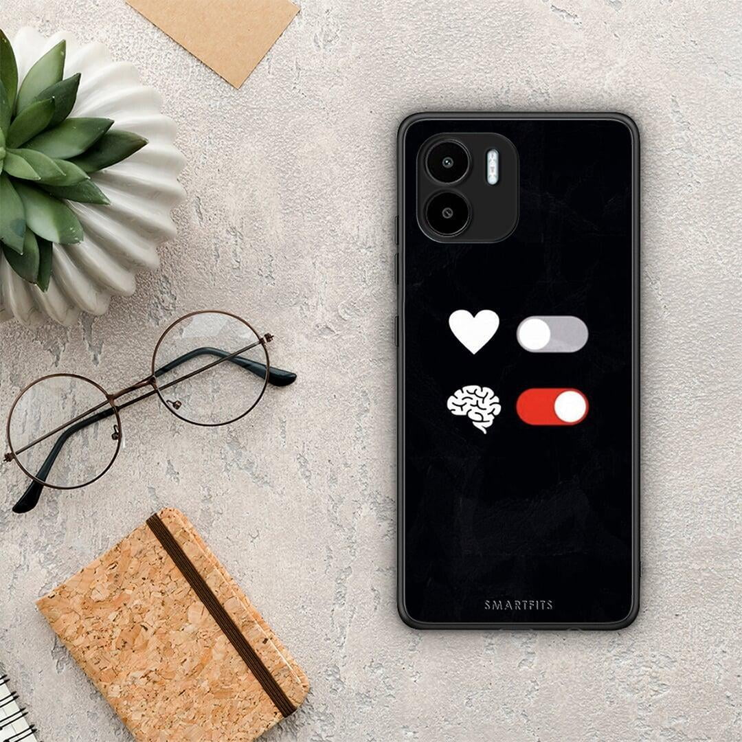 Θήκη Xiaomi Redmi A1 / A2 Heart Vs Brain από τη Smartfits με σχέδιο στο πίσω μέρος και μαύρο περίβλημα | Xiaomi Redmi A1 / A2 Heart Vs Brain Case with Colorful Back and Black Bezels