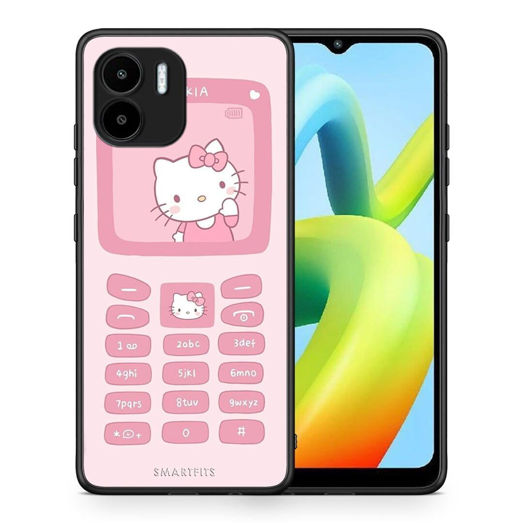 Θήκη Xiaomi Redmi A1 / A2 Hello Kitten από τη Smartfits με σχέδιο στο πίσω μέρος και μαύρο περίβλημα | Xiaomi Redmi A1 / A2 Hello Kitten Case with Colorful Back and Black Bezels