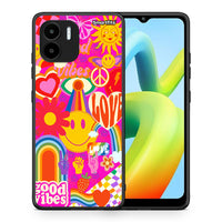 Thumbnail for Θήκη Xiaomi Redmi A1 / A2 Hippie Love από τη Smartfits με σχέδιο στο πίσω μέρος και μαύρο περίβλημα | Xiaomi Redmi A1 / A2 Hippie Love Case with Colorful Back and Black Bezels