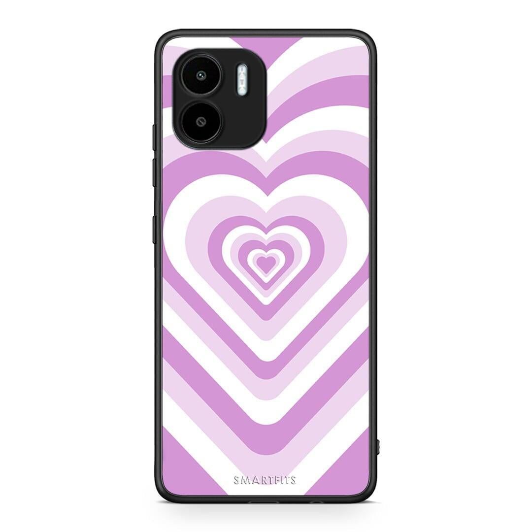 Θήκη Xiaomi Redmi A1 / A2 Lilac Hearts από τη Smartfits με σχέδιο στο πίσω μέρος και μαύρο περίβλημα | Xiaomi Redmi A1 / A2 Lilac Hearts Case with Colorful Back and Black Bezels