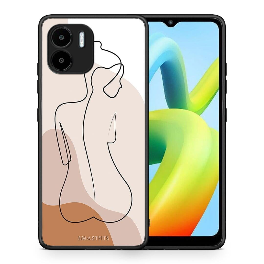 Θήκη Xiaomi Redmi A1 / A2 LineArt Woman από τη Smartfits με σχέδιο στο πίσω μέρος και μαύρο περίβλημα | Xiaomi Redmi A1 / A2 LineArt Woman Case with Colorful Back and Black Bezels