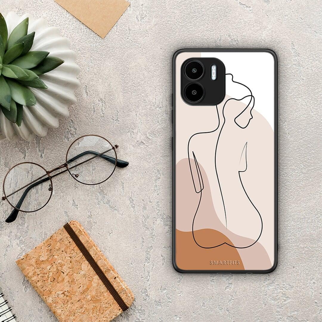 Θήκη Xiaomi Redmi A1 / A2 LineArt Woman από τη Smartfits με σχέδιο στο πίσω μέρος και μαύρο περίβλημα | Xiaomi Redmi A1 / A2 LineArt Woman Case with Colorful Back and Black Bezels