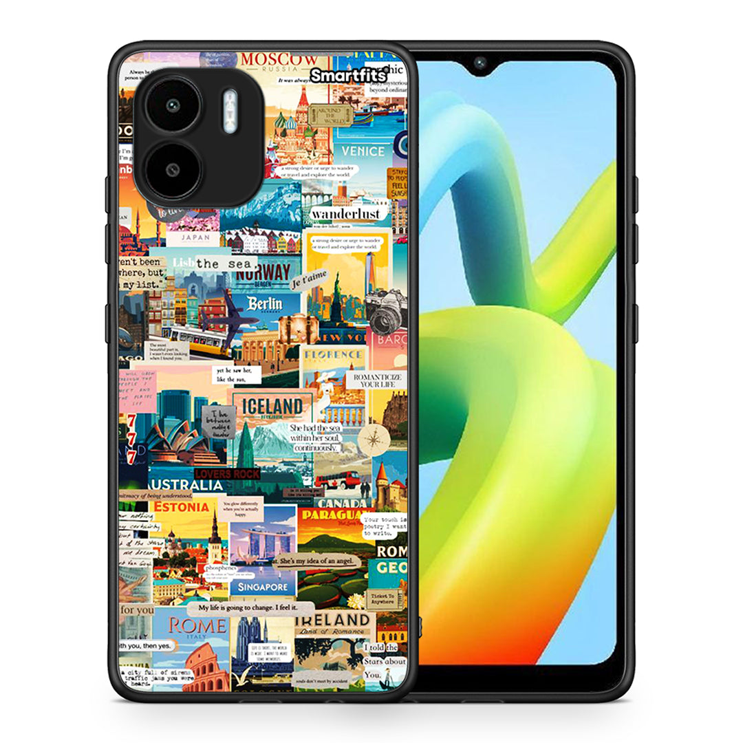 Θήκη Xiaomi Redmi A1 / A2 Live To Travel από τη Smartfits με σχέδιο στο πίσω μέρος και μαύρο περίβλημα | Xiaomi Redmi A1 / A2 Live To Travel Case with Colorful Back and Black Bezels