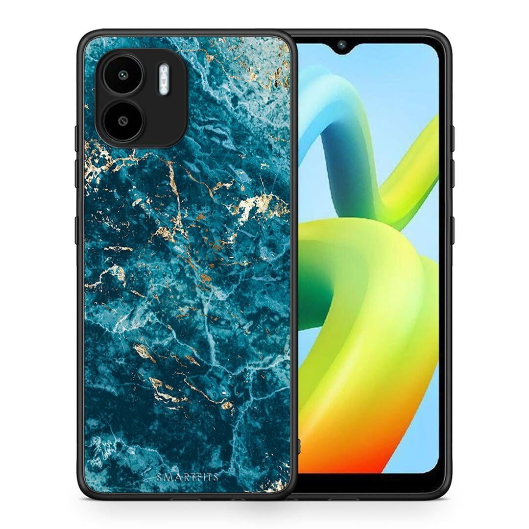 Θήκη Xiaomi Redmi A1 / A2 Marble Blue από τη Smartfits με σχέδιο στο πίσω μέρος και μαύρο περίβλημα | Xiaomi Redmi A1 / A2 Marble Blue Case with Colorful Back and Black Bezels