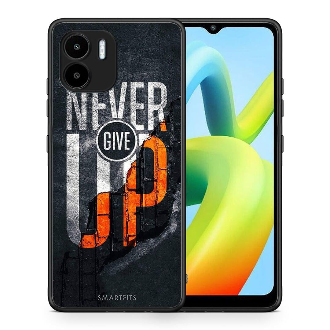 Θήκη Xiaomi Redmi A1 / A2 Never Give Up από τη Smartfits με σχέδιο στο πίσω μέρος και μαύρο περίβλημα | Xiaomi Redmi A1 / A2 Never Give Up Case with Colorful Back and Black Bezels