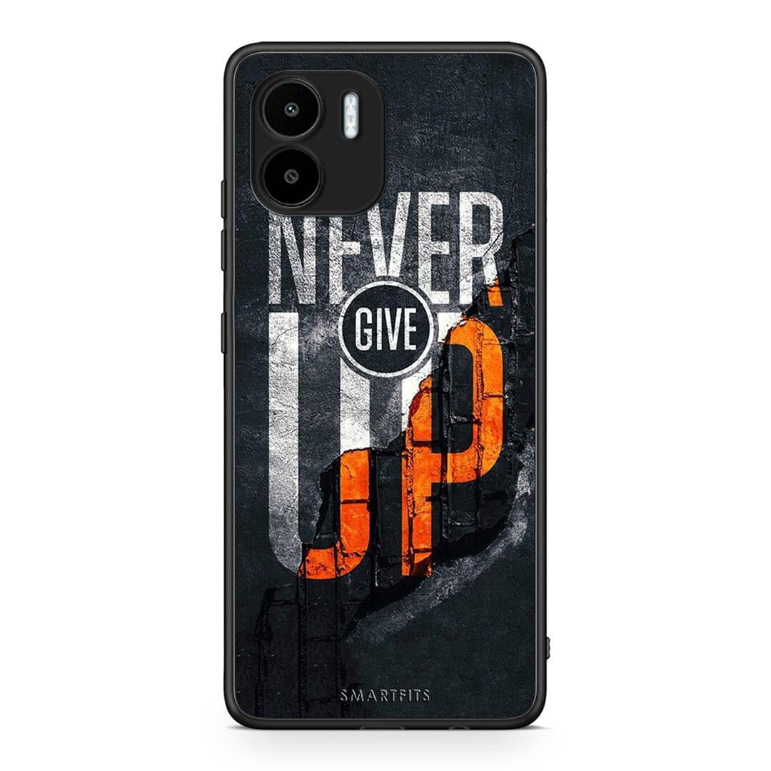 Θήκη Xiaomi Redmi A1 / A2 Never Give Up από τη Smartfits με σχέδιο στο πίσω μέρος και μαύρο περίβλημα | Xiaomi Redmi A1 / A2 Never Give Up Case with Colorful Back and Black Bezels