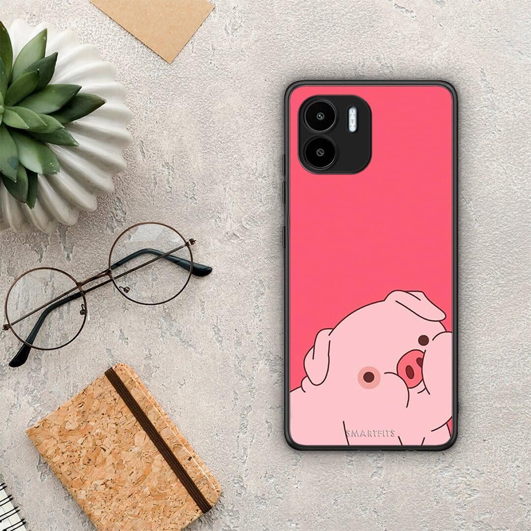 Θήκη Xiaomi Redmi A1 / A2 Pig Love 1 από τη Smartfits με σχέδιο στο πίσω μέρος και μαύρο περίβλημα | Xiaomi Redmi A1 / A2 Pig Love 1 Case with Colorful Back and Black Bezels