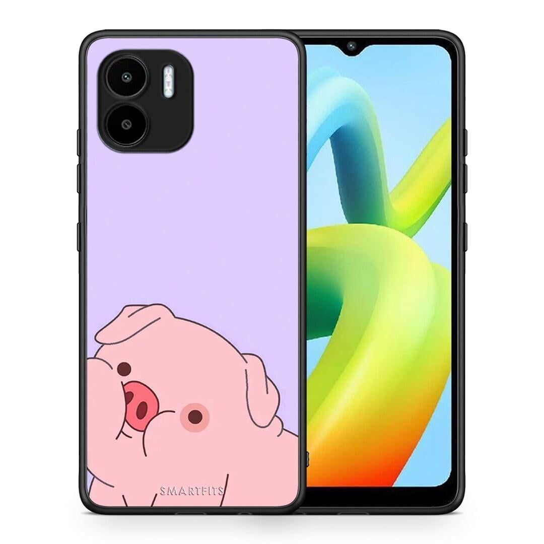 Θήκη Xiaomi Redmi A1 / A2 Pig Love 2 από τη Smartfits με σχέδιο στο πίσω μέρος και μαύρο περίβλημα | Xiaomi Redmi A1 / A2 Pig Love 2 Case with Colorful Back and Black Bezels