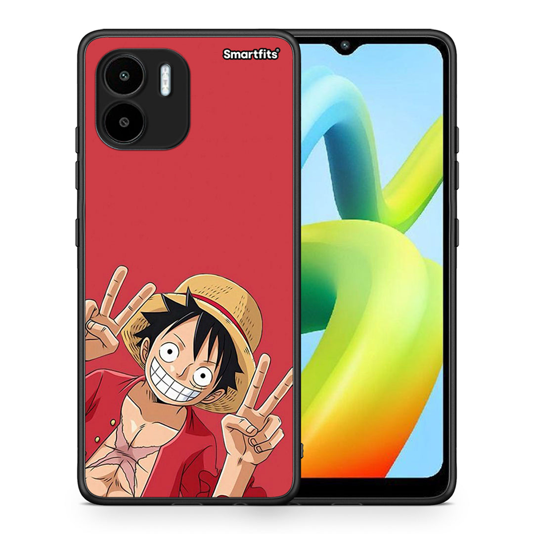 Θήκη Xiaomi Redmi A1 / A2 Pirate Luffy από τη Smartfits με σχέδιο στο πίσω μέρος και μαύρο περίβλημα | Xiaomi Redmi A1 / A2 Pirate Luffy Case with Colorful Back and Black Bezels