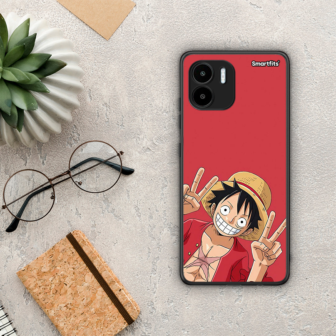 Θήκη Xiaomi Redmi A1 / A2 Pirate Luffy από τη Smartfits με σχέδιο στο πίσω μέρος και μαύρο περίβλημα | Xiaomi Redmi A1 / A2 Pirate Luffy Case with Colorful Back and Black Bezels