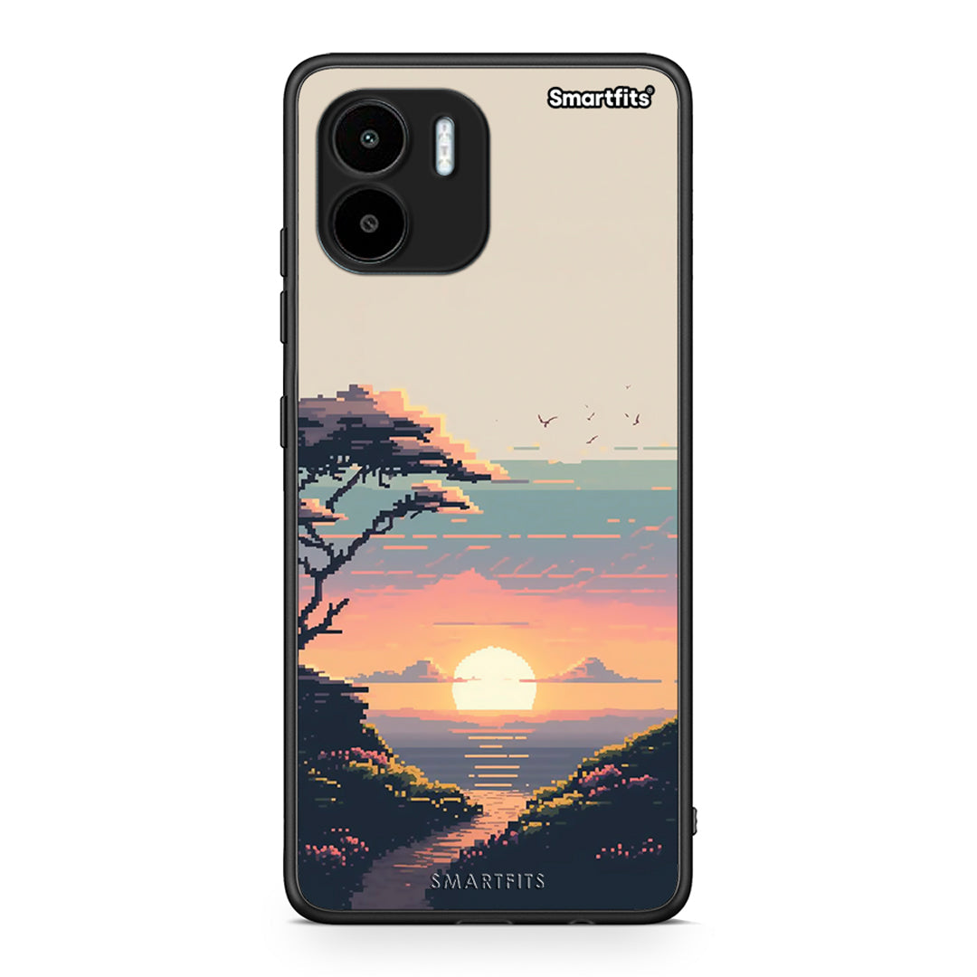 Θήκη Xiaomi Redmi A1 / A2 Pixel Sunset από τη Smartfits με σχέδιο στο πίσω μέρος και μαύρο περίβλημα | Xiaomi Redmi A1 / A2 Pixel Sunset Case with Colorful Back and Black Bezels