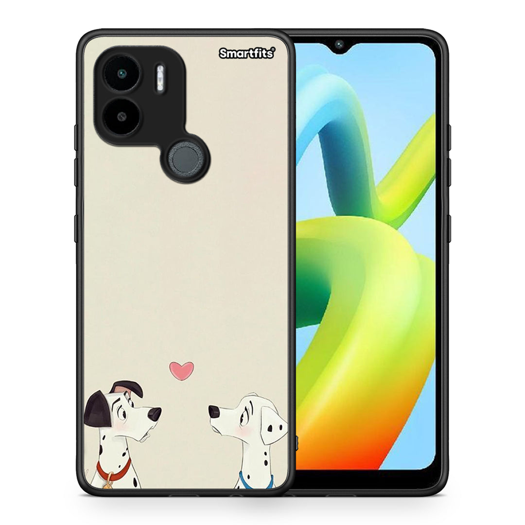 Θήκη Xiaomi Redmi A1+ / A2+ Dalmatians Love από τη Smartfits με σχέδιο στο πίσω μέρος και μαύρο περίβλημα | Xiaomi Redmi A1+ / A2+ Dalmatians Love Case with Colorful Back and Black Bezels
