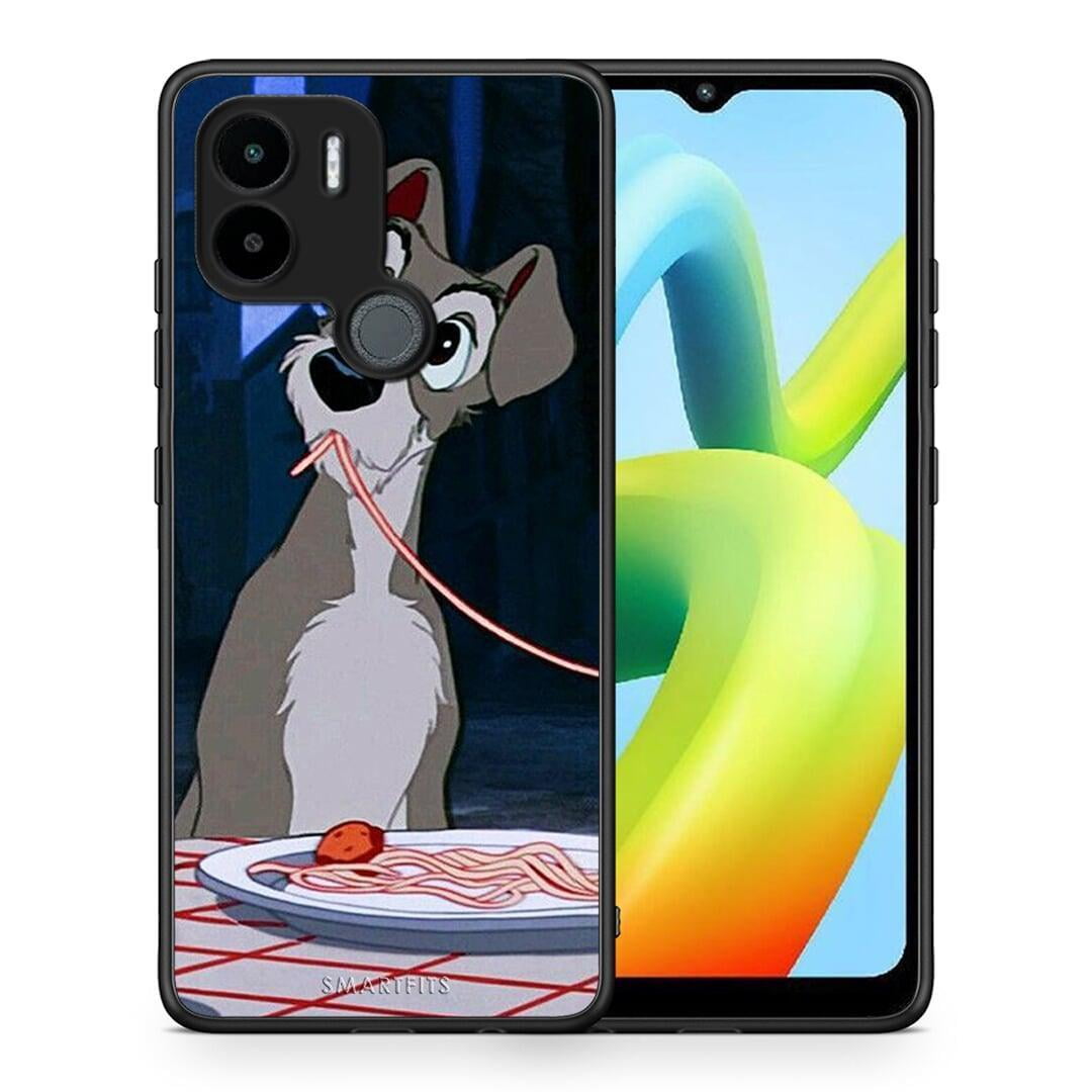 Θήκη Xiaomi Redmi A1+ / A2+ Lady And Tramp 1 από τη Smartfits με σχέδιο στο πίσω μέρος και μαύρο περίβλημα | Xiaomi Redmi A1+ / A2+ Lady And Tramp 1 Case with Colorful Back and Black Bezels