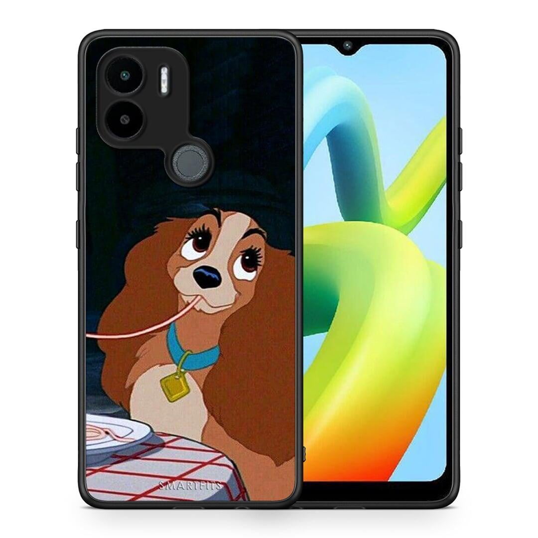 Θήκη Xiaomi Redmi A1+ / A2+ Lady And Tramp 2 από τη Smartfits με σχέδιο στο πίσω μέρος και μαύρο περίβλημα | Xiaomi Redmi A1+ / A2+ Lady And Tramp 2 Case with Colorful Back and Black Bezels