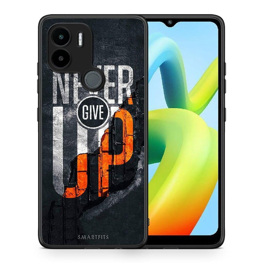 Θήκη Xiaomi Redmi A1+ / A2+ Never Give Up από τη Smartfits με σχέδιο στο πίσω μέρος και μαύρο περίβλημα | Xiaomi Redmi A1+ / A2+ Never Give Up Case with Colorful Back and Black Bezels