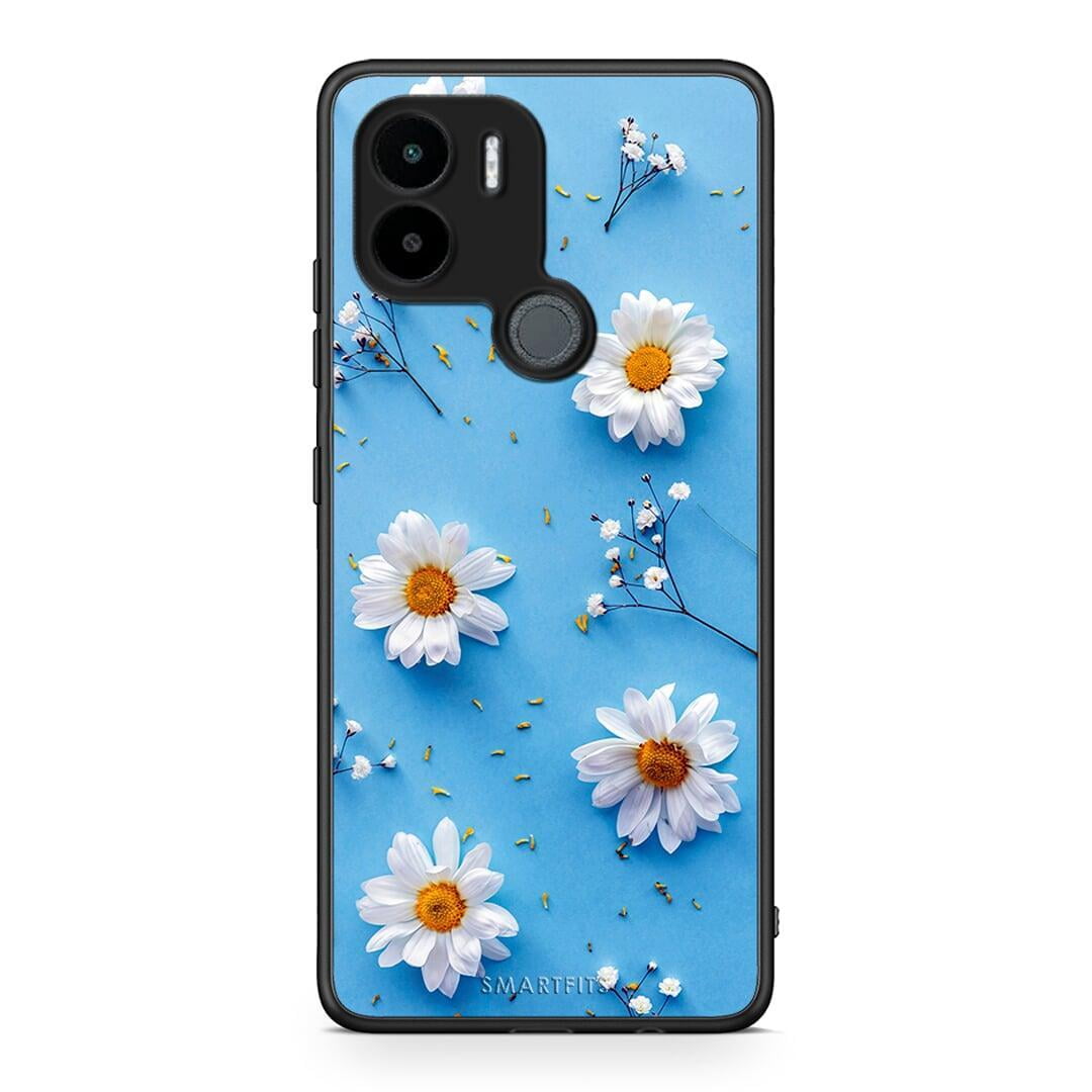 Θήκη Xiaomi Redmi A1+ / A2+ Real Daisies από τη Smartfits με σχέδιο στο πίσω μέρος και μαύρο περίβλημα | Xiaomi Redmi A1+ / A2+ Real Daisies Case with Colorful Back and Black Bezels